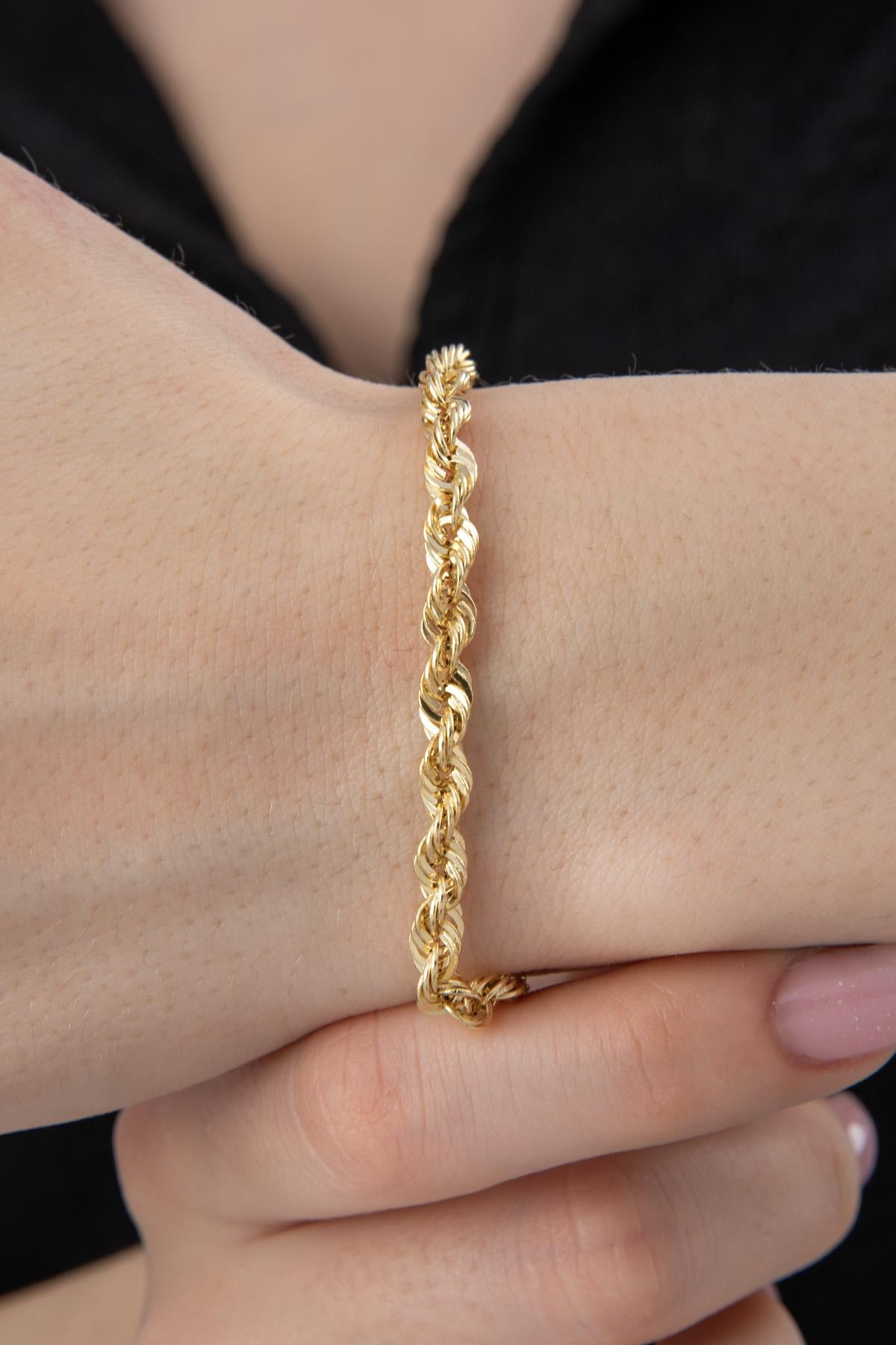 14K Gold Light Rope Chain Bracelet 0.173 inch