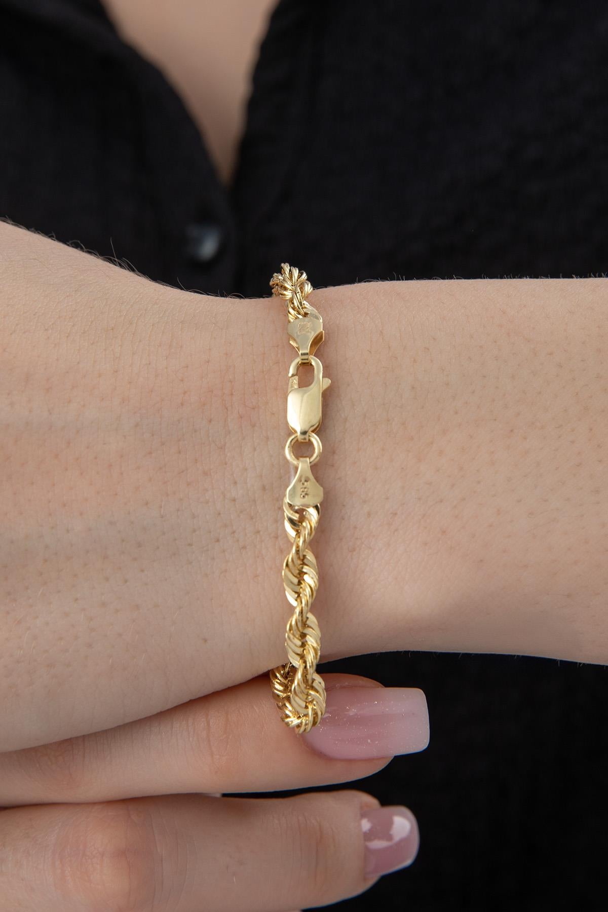 14K Gold Light Rope Chain Bracelet 0.173 inch