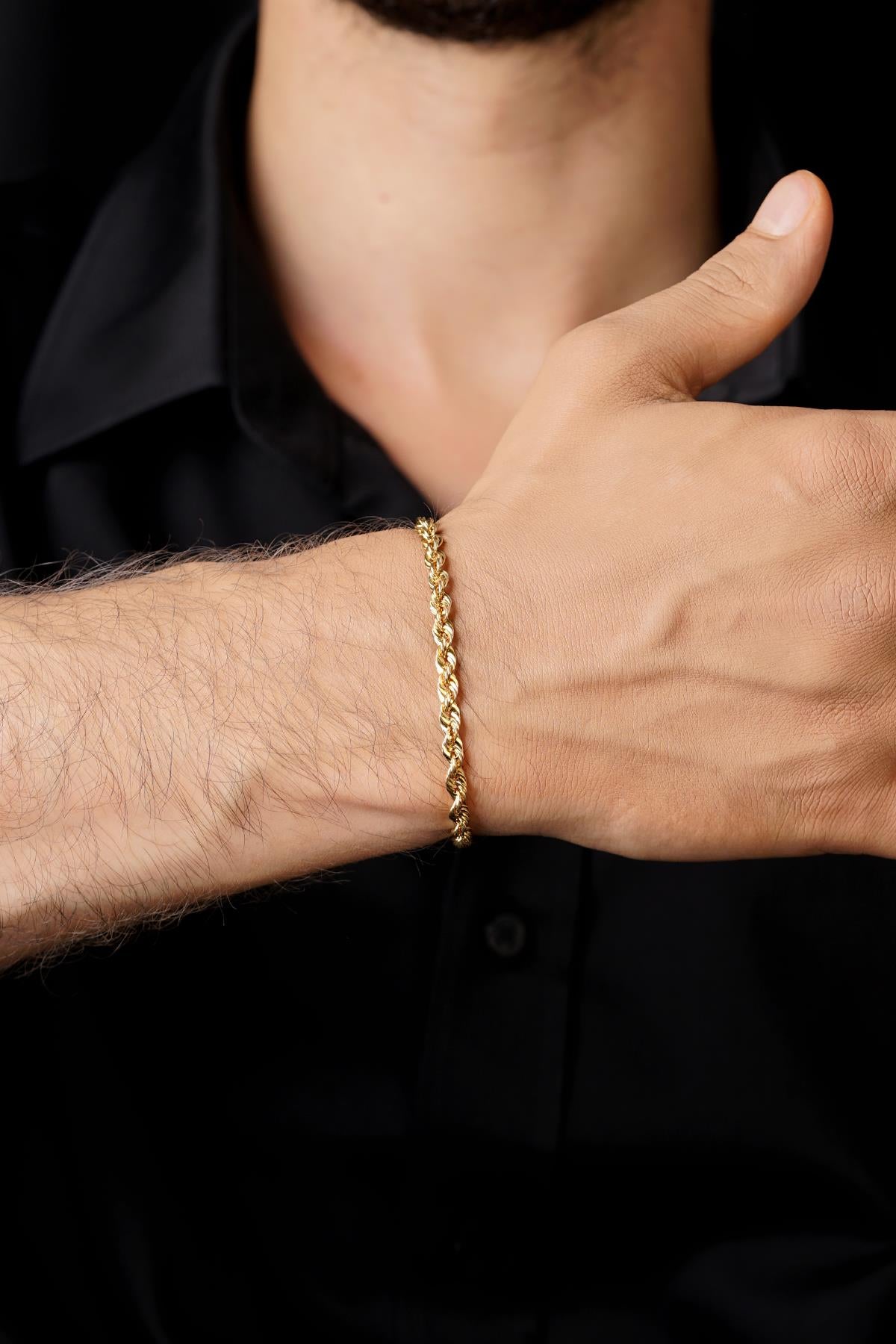 14K Gold Light Rope Chain Bracelet 0.173 inch