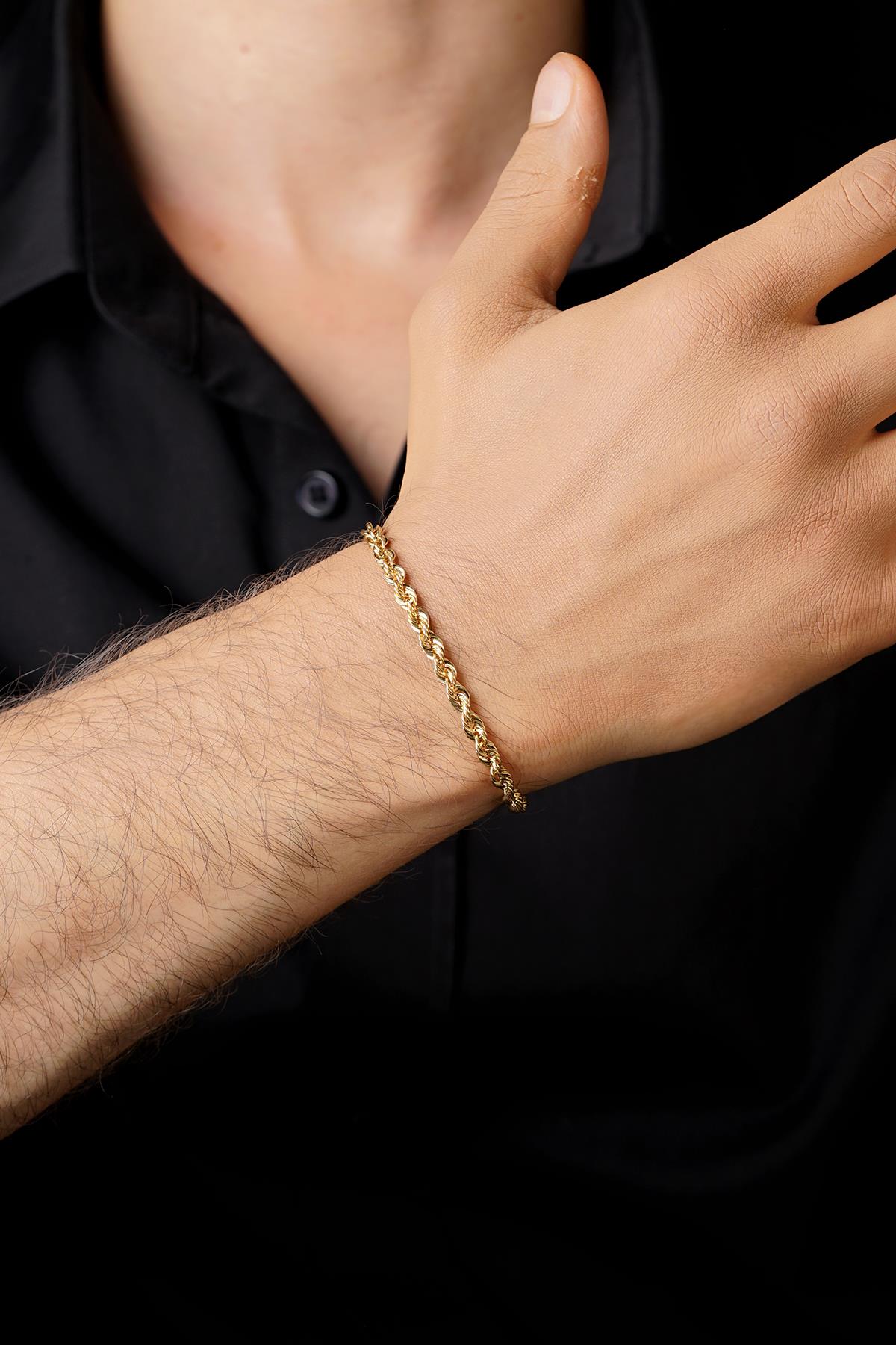 14K Gold Light Rope Chain Bracelet 0.173 inch