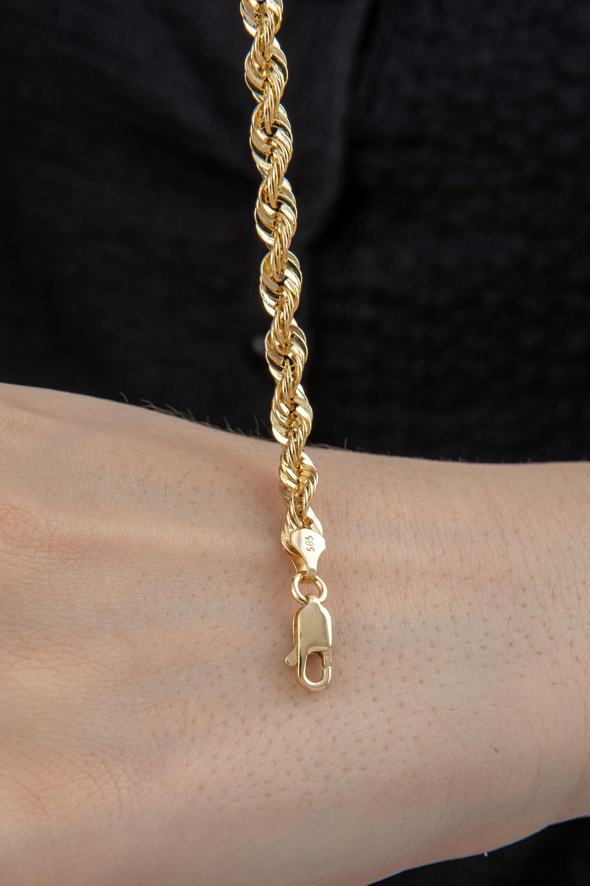 14K Gold Light Rope Chain Bracelet 0.202 inch