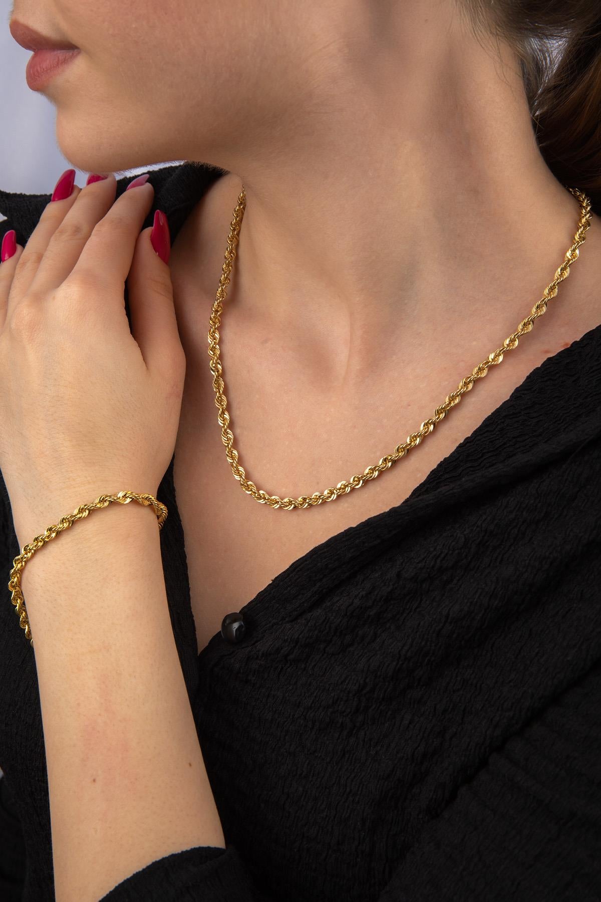 14K Gold Light Rope Chain Set ( Chain _ Set ) 0,173 inches