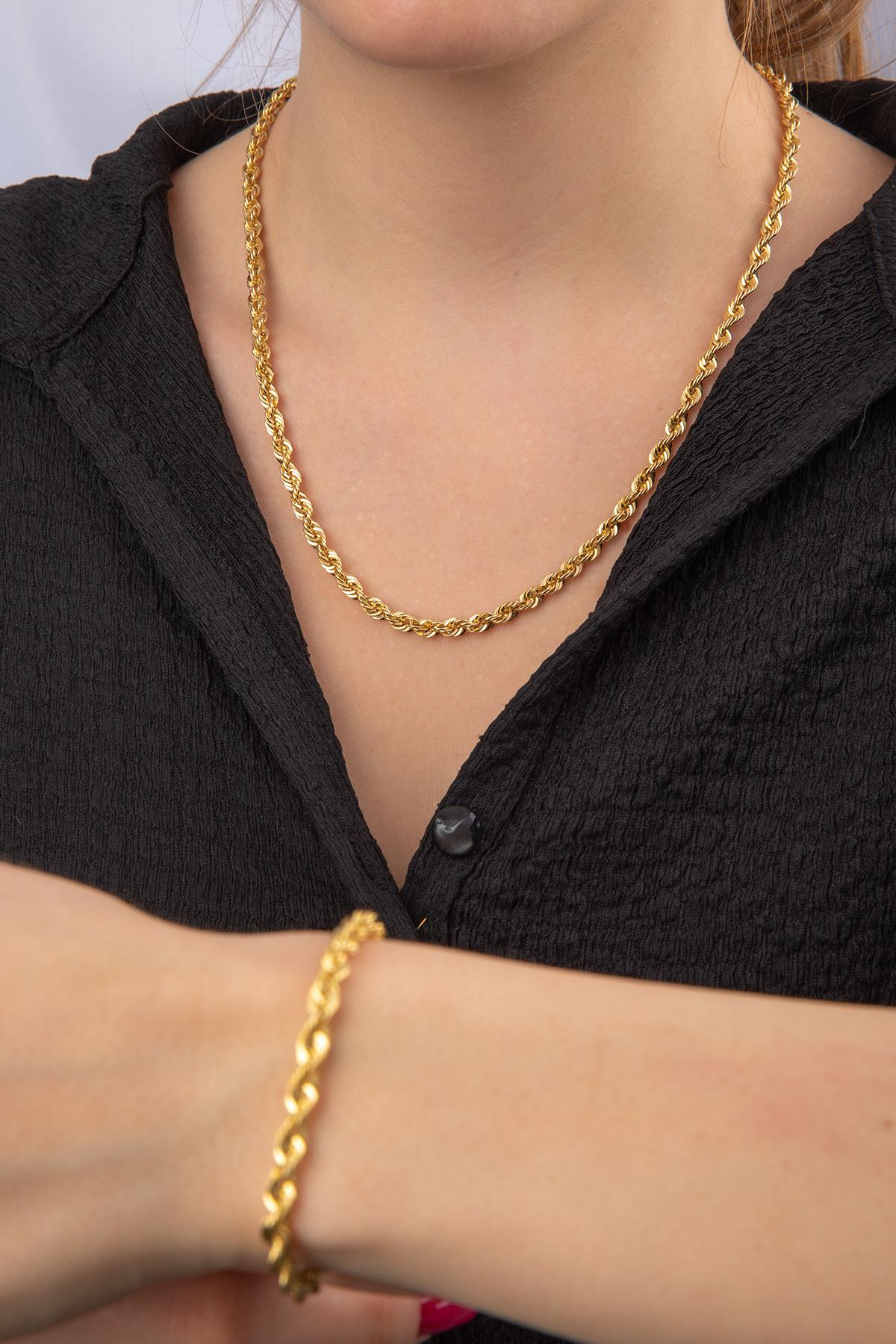 14K Gold Light Rope Chain Set ( Chain _ Set ) 0,173 inches