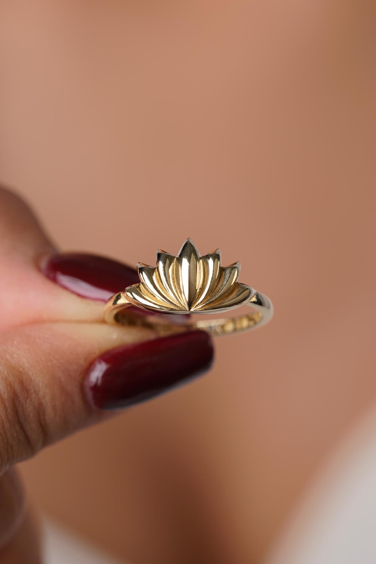 14K Gold Lotus Flower Spiritual Ring
