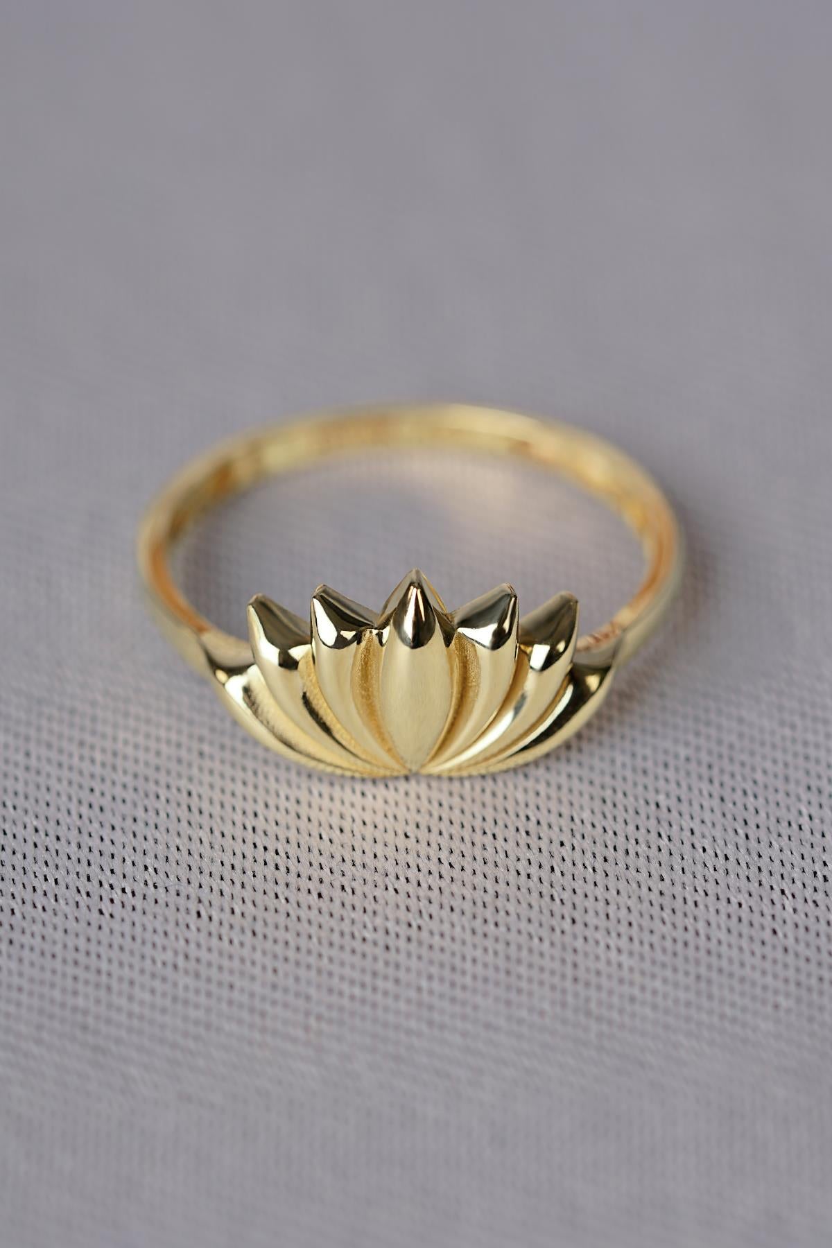 14K Gold Lotus Flower Spiritual Ring