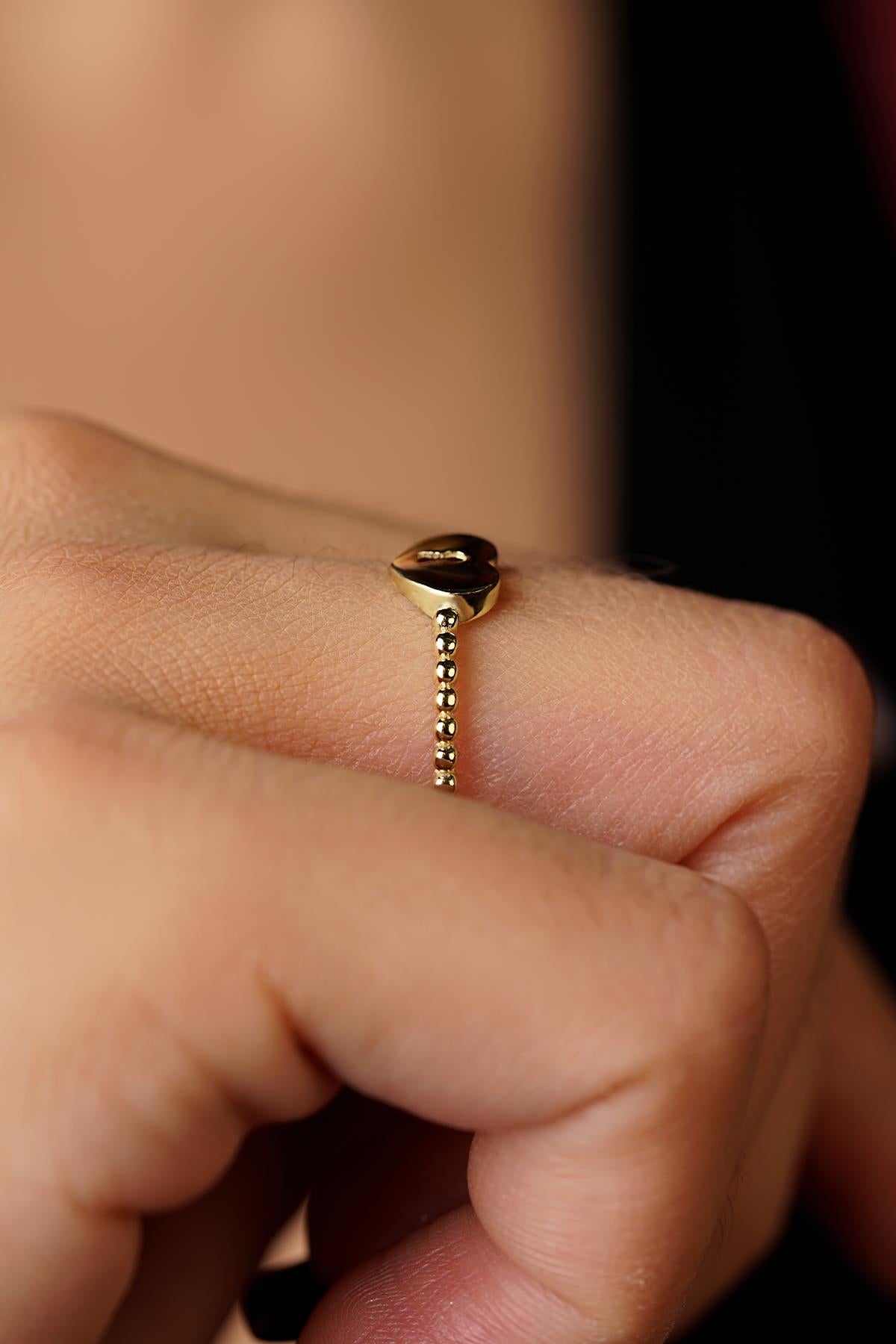 14K Gold Love Padlock Ring
