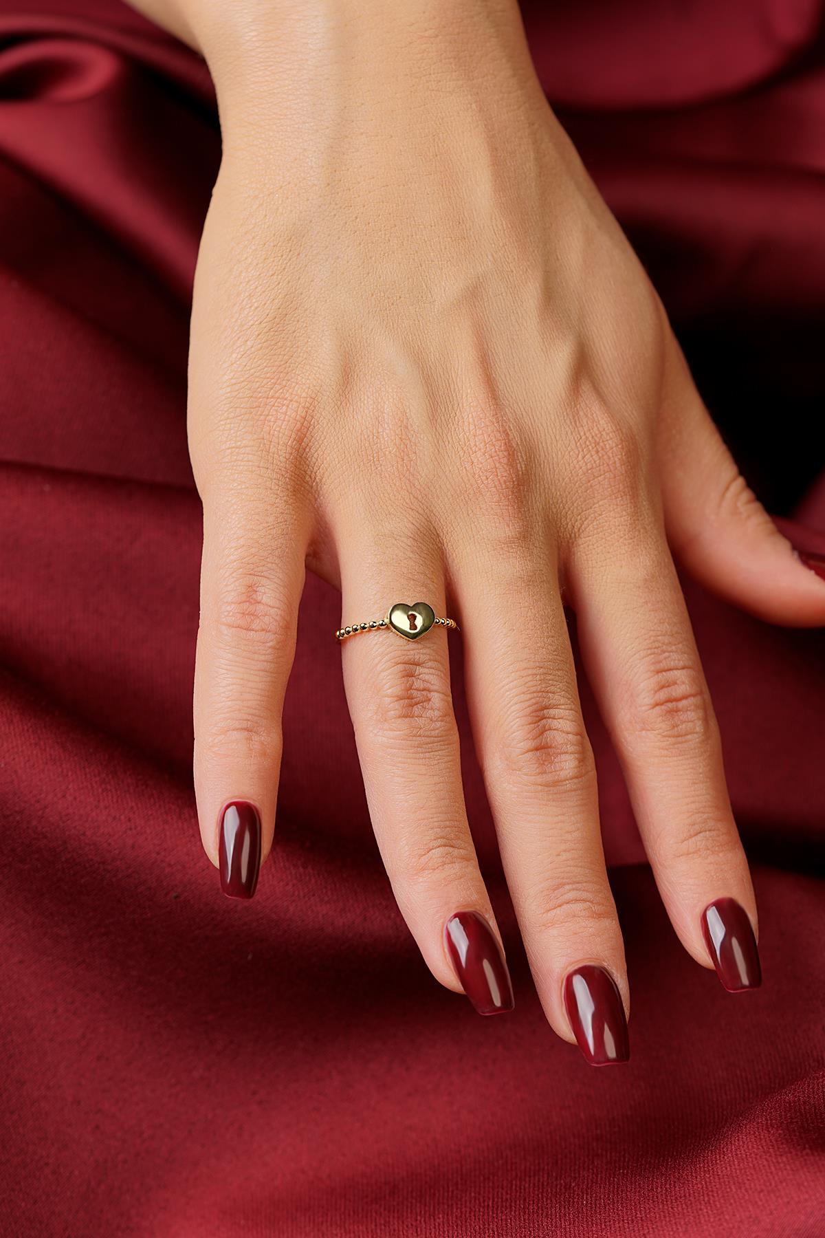 14K Gold Love Padlock Ring