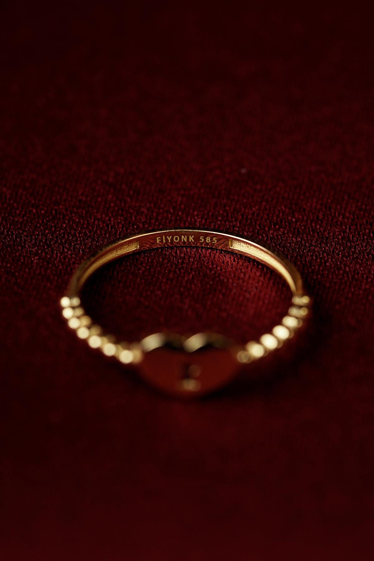 14K Gold Love Padlock Ring