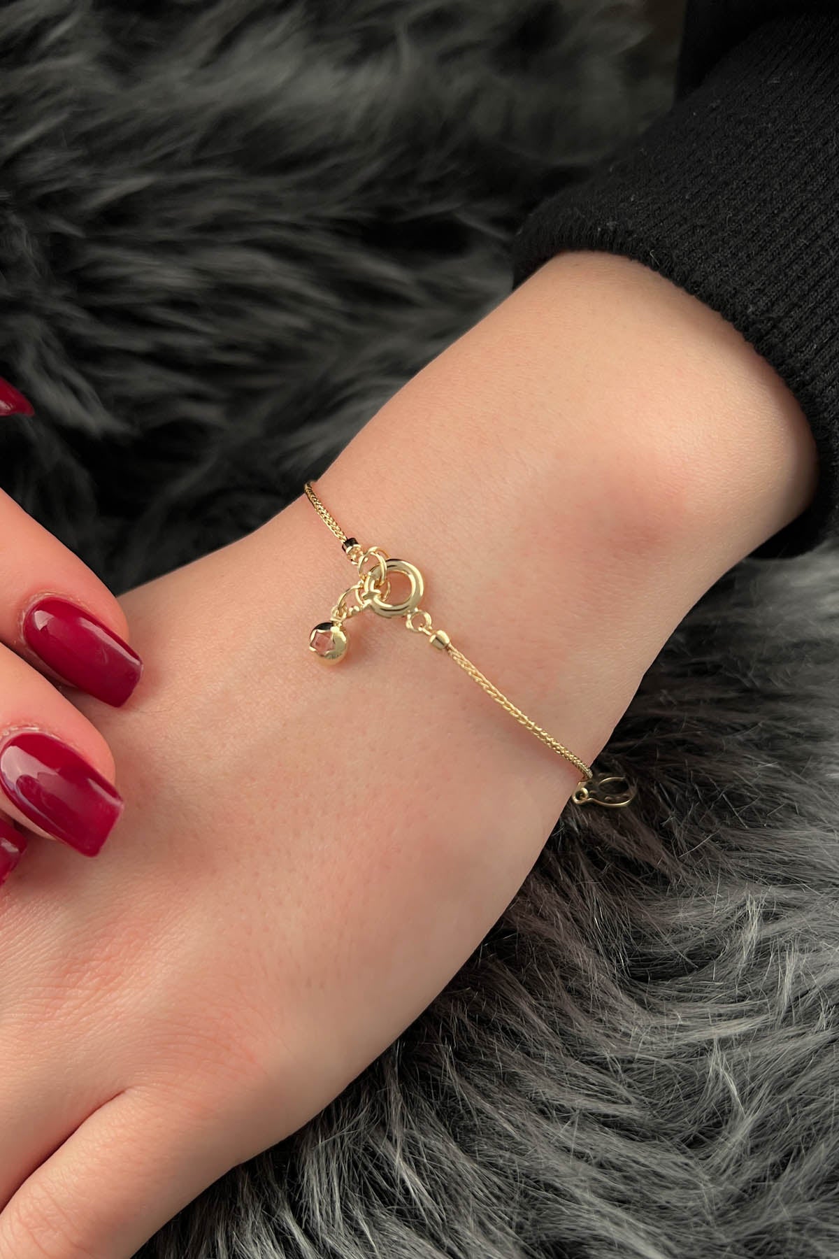 14K Gold Lucky Bracelet with Evil Eye Detail