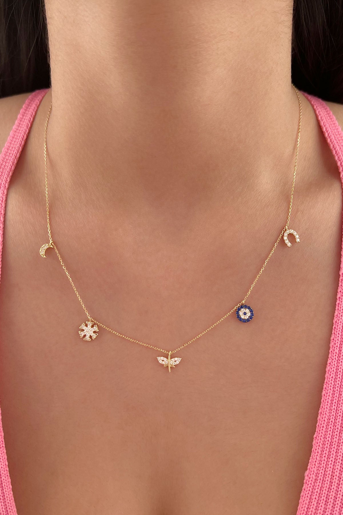14K Gold Lucky Charm Necklace