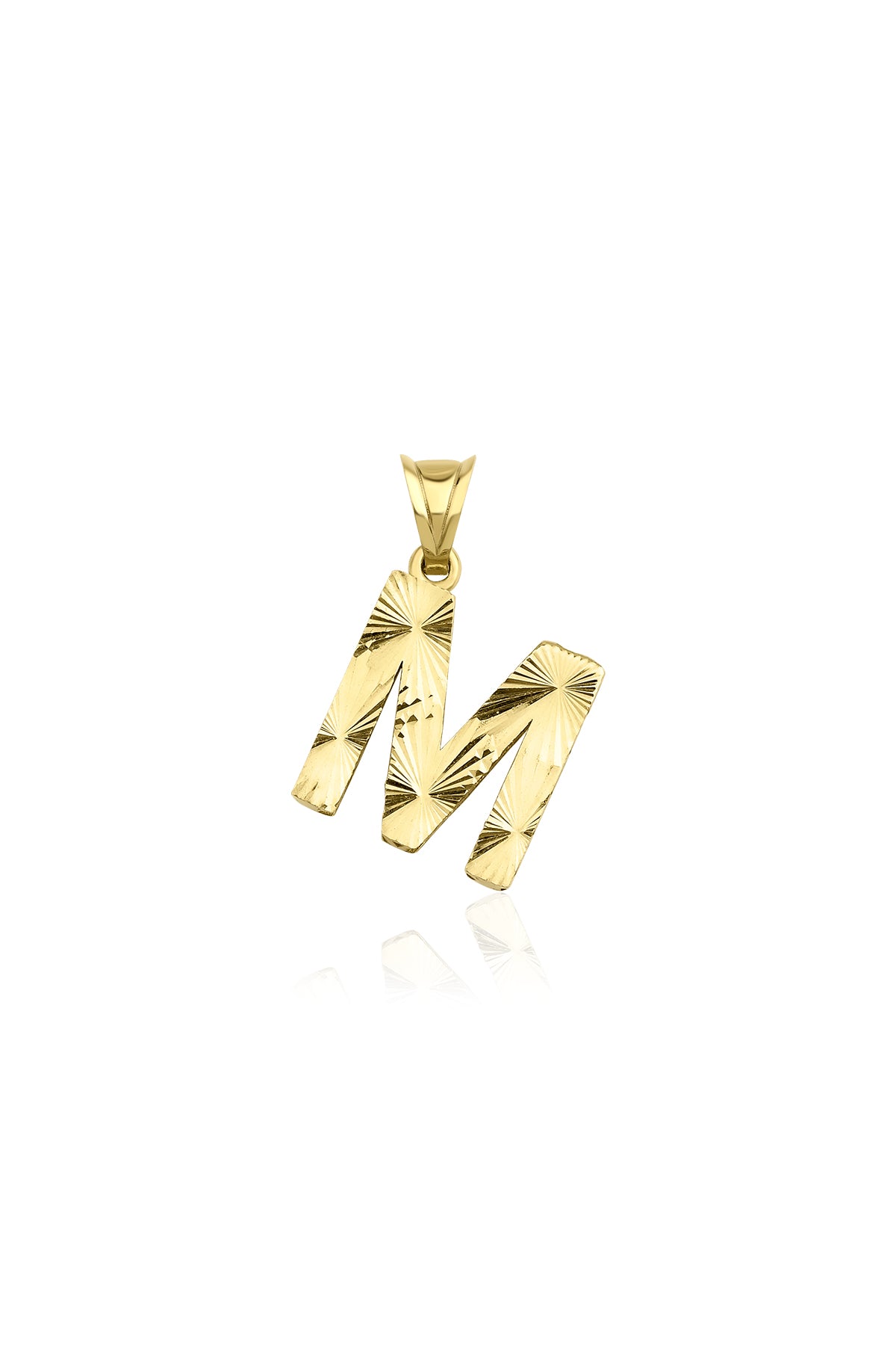 14K Gold M Letter Mini Shine Pendant