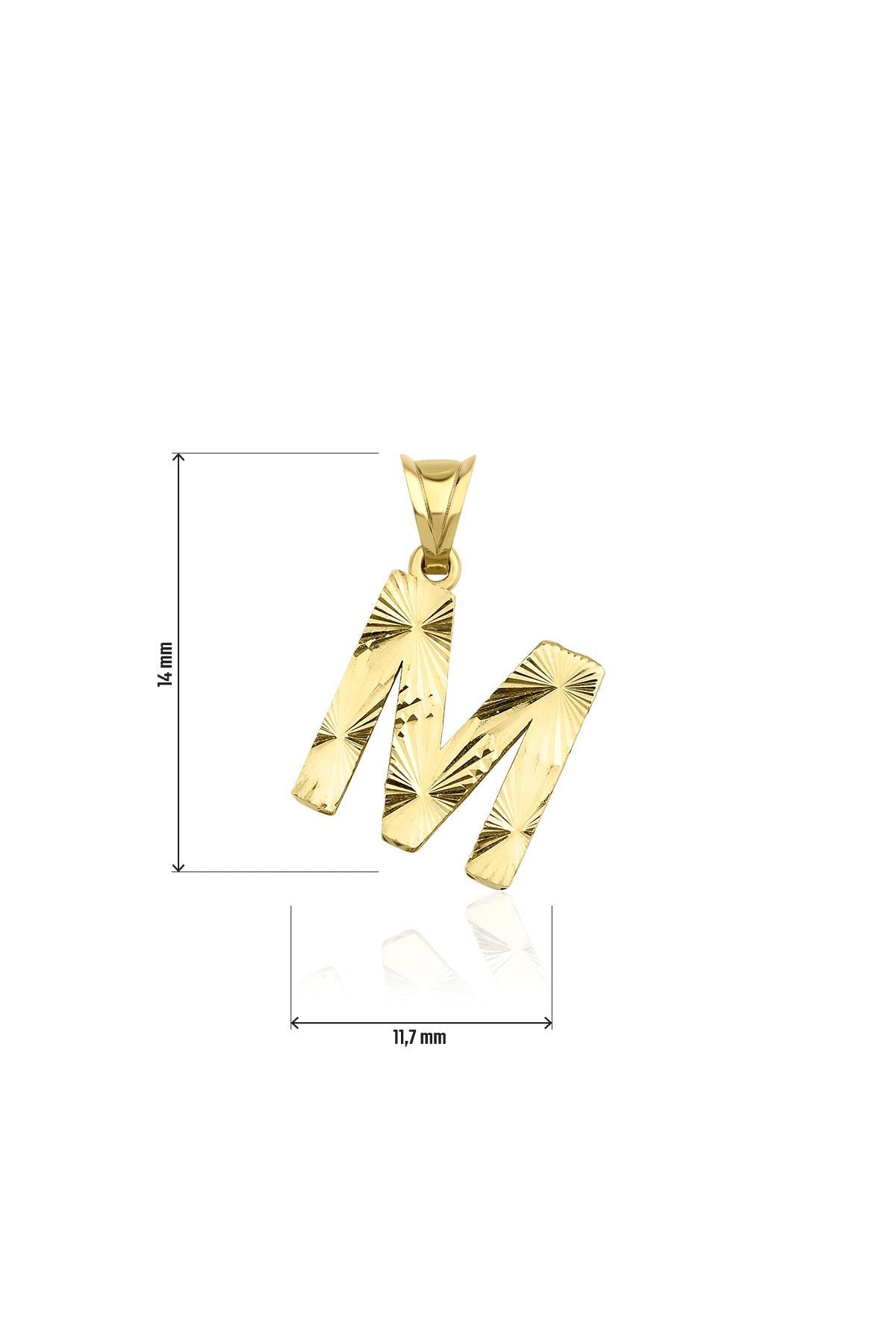 14K Gold M Letter Mini Shine Pendant
