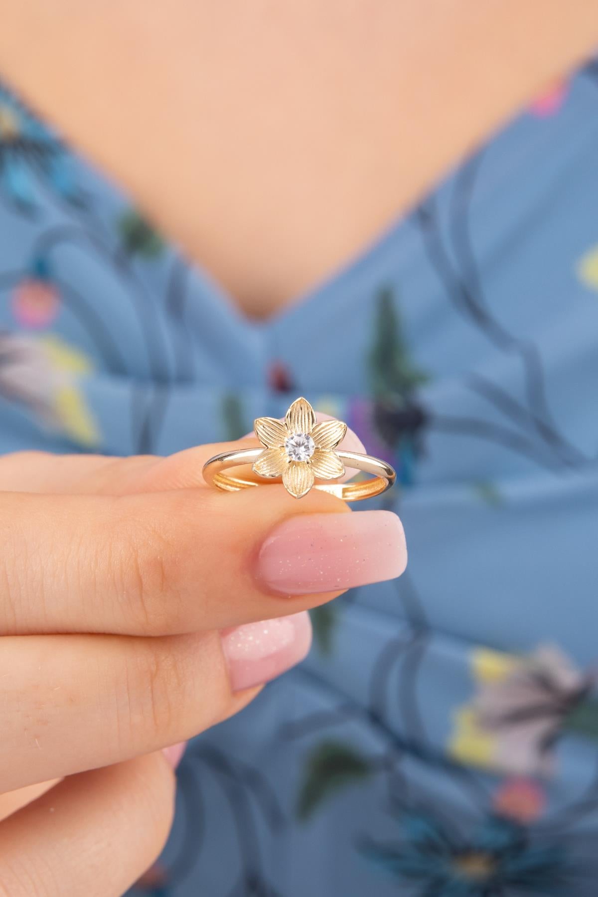 14K Gold Magnolia Rose Ring