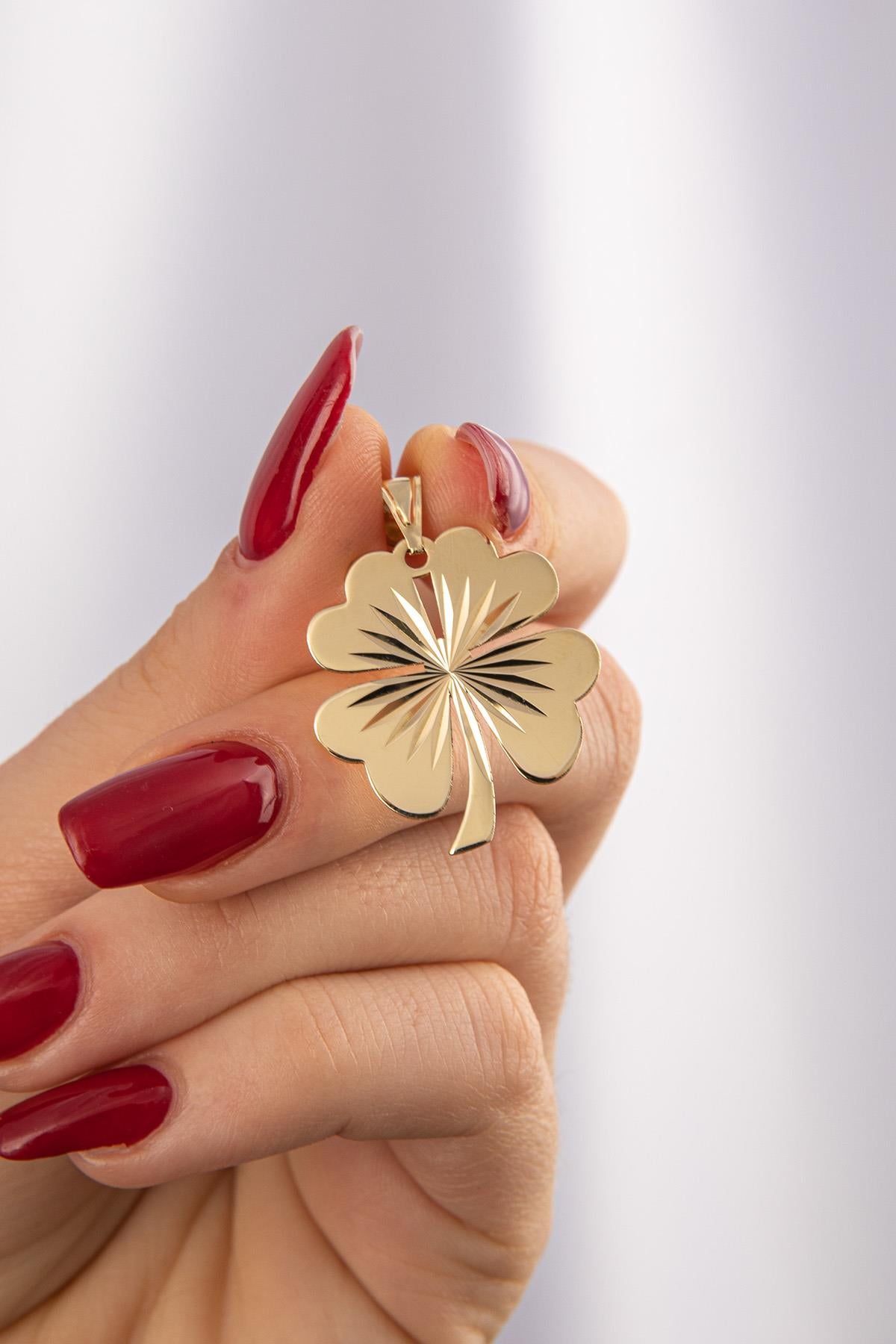 14K Gold Medium Four Leaf Clover Charm