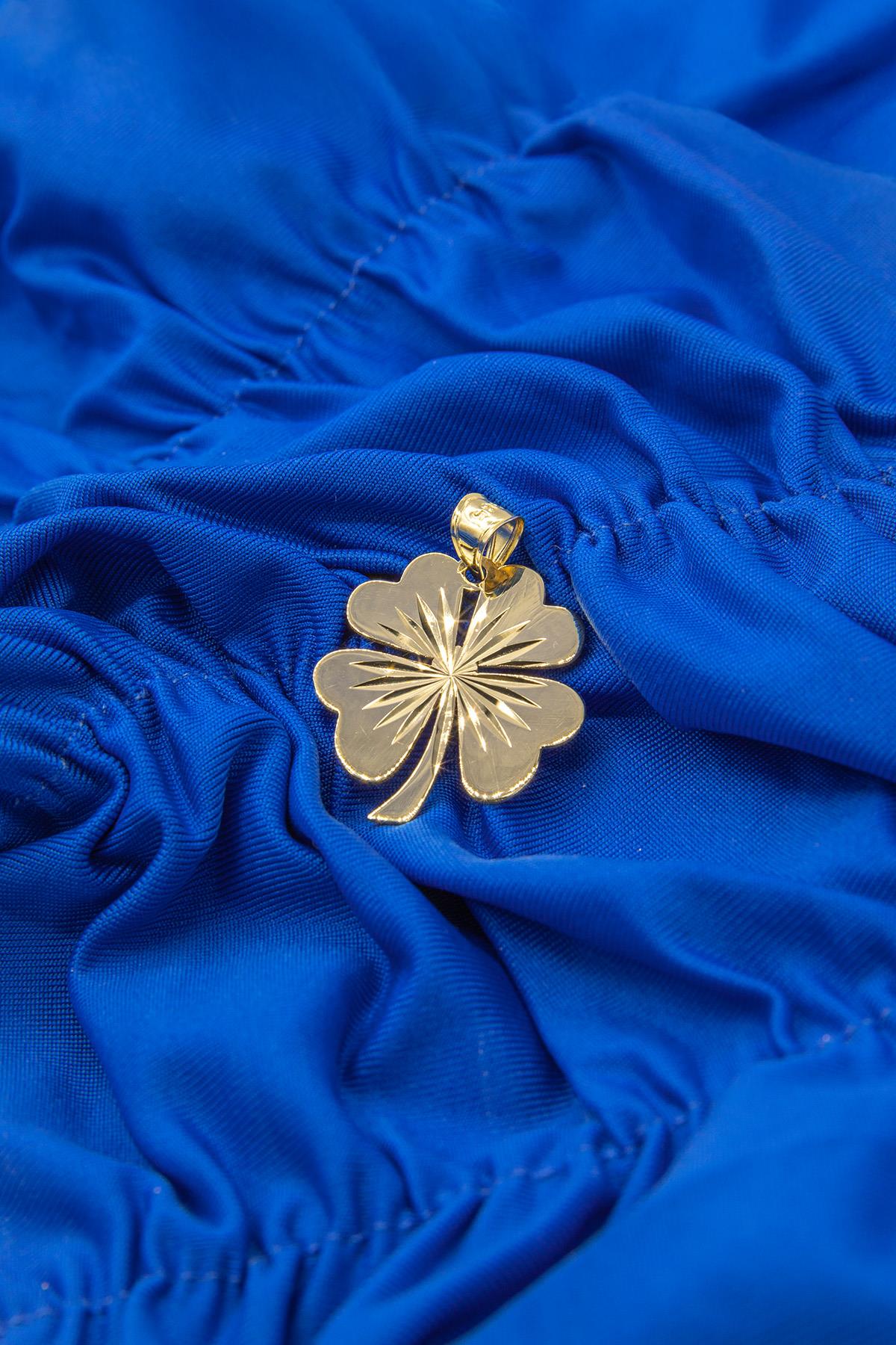 14K Gold Medium Four Leaf Clover Charm