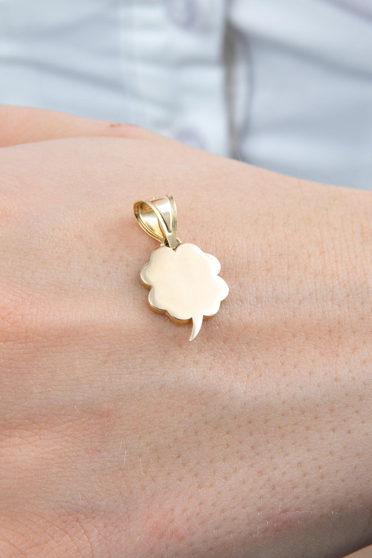 14K Gold Medium Green Enamel Four Leaf Clover Charm