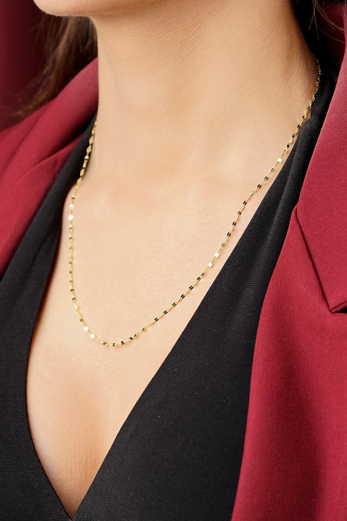 14K Gold Medium Size Mirror Necklace 0.068 inch
