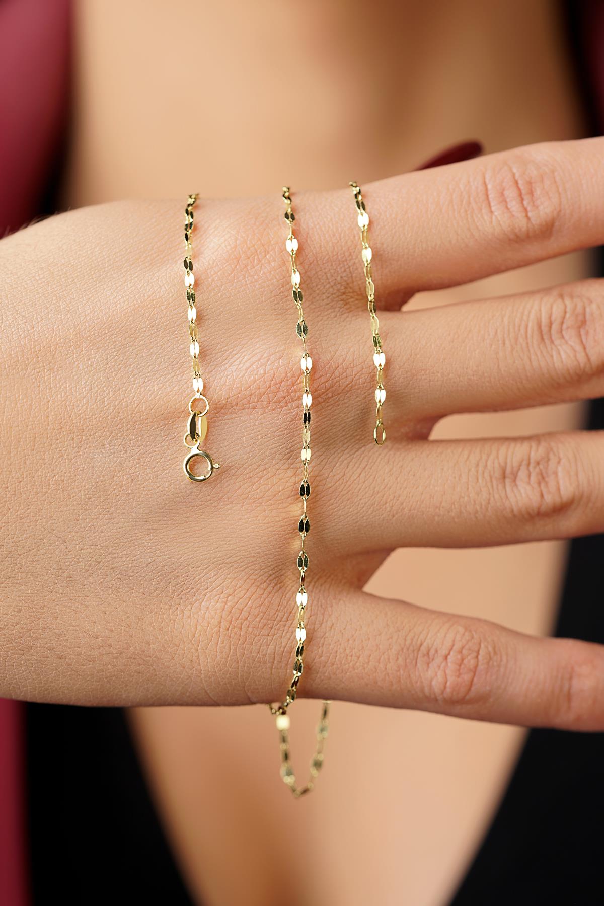 14K Gold Medium Size Mirror Necklace 0.068 inch