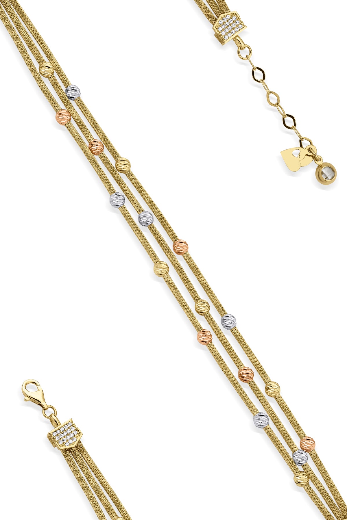 14K Gold Mesh Bracelet with Dorika Balls