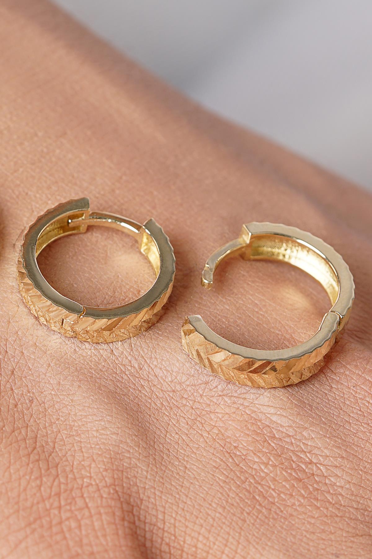 14K Solid Gold Midi Wheat Spike Studs