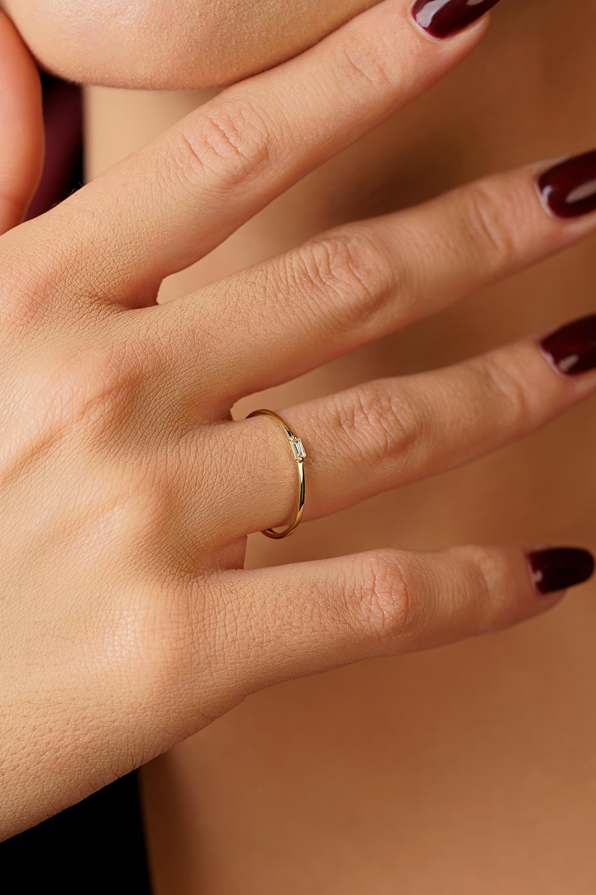 14K Gold Mini Baguette Ring