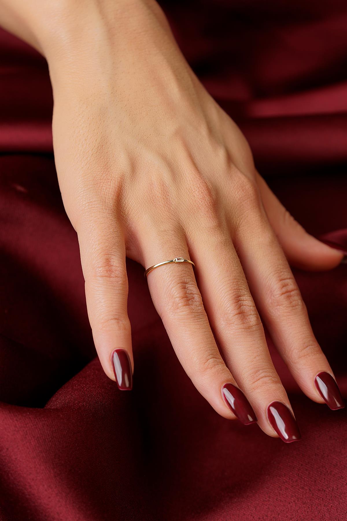 14K Gold Mini Baguette Ring