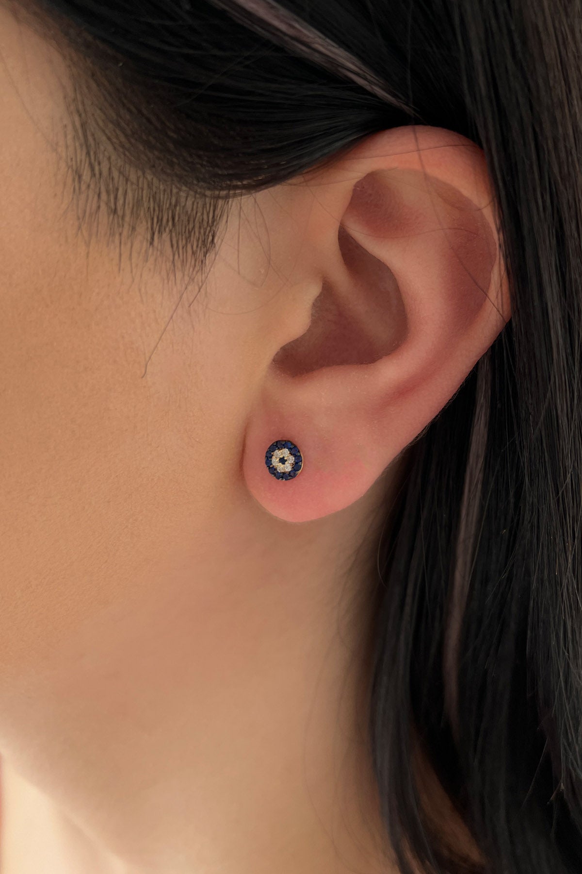 14K Gold Mini Evil Eye Earrings