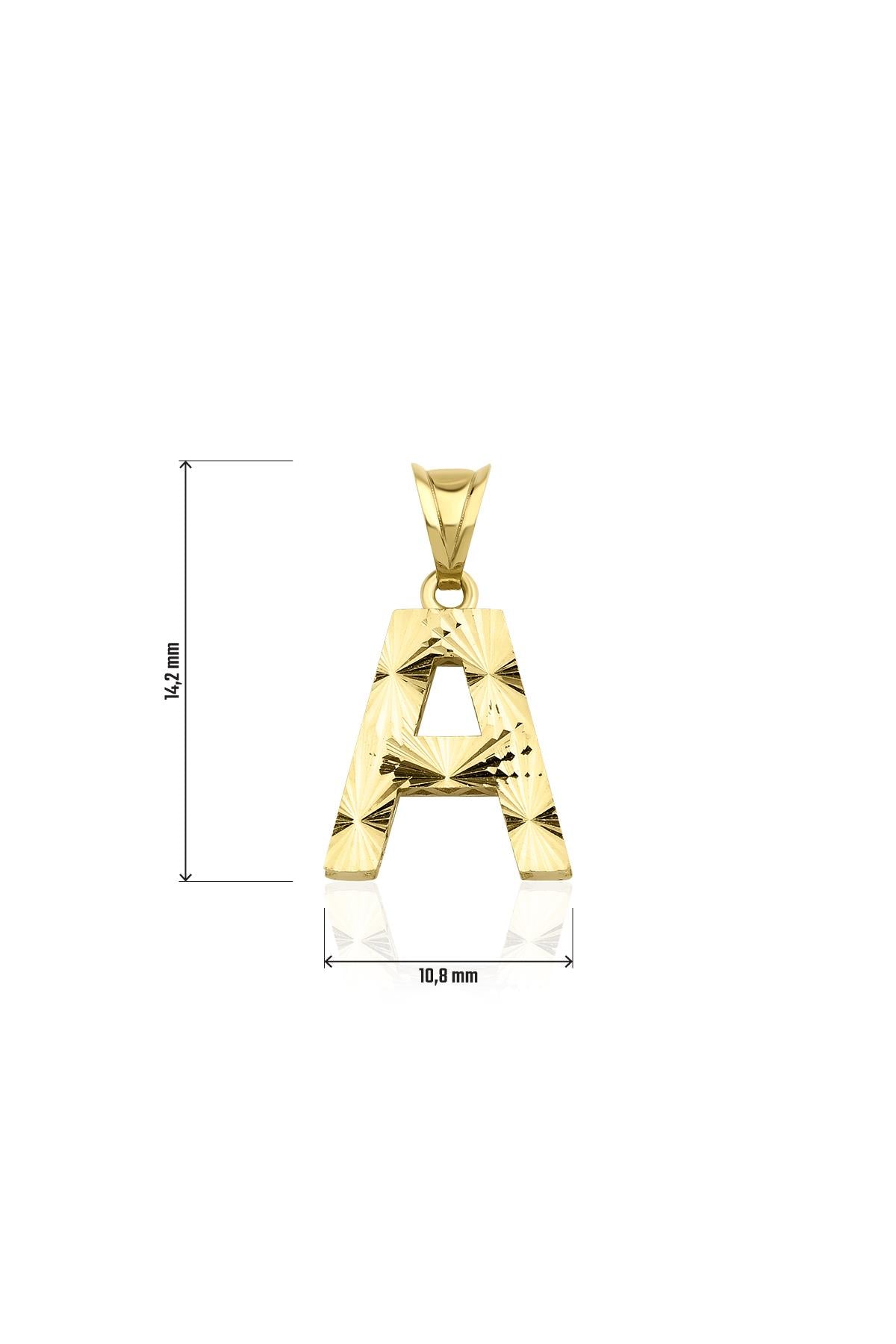 14K Gold A Letter Mini Shine Pendant