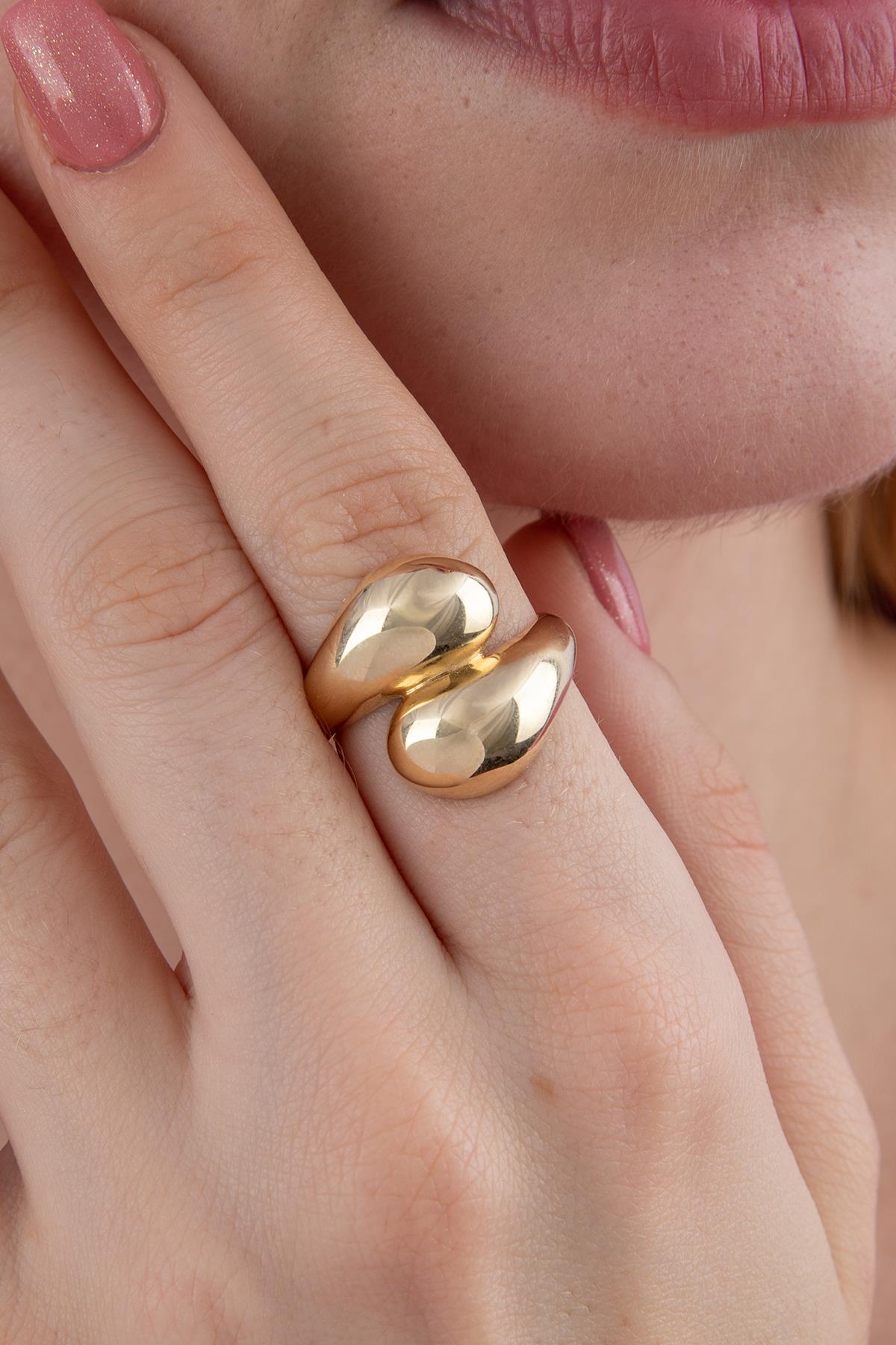 14K Gold Minimalist Chunky Teardrop Spoon Ring