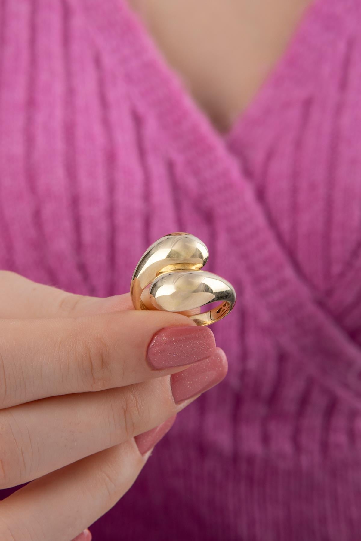 14K Gold Minimalist Chunky Teardrop Spoon Ring