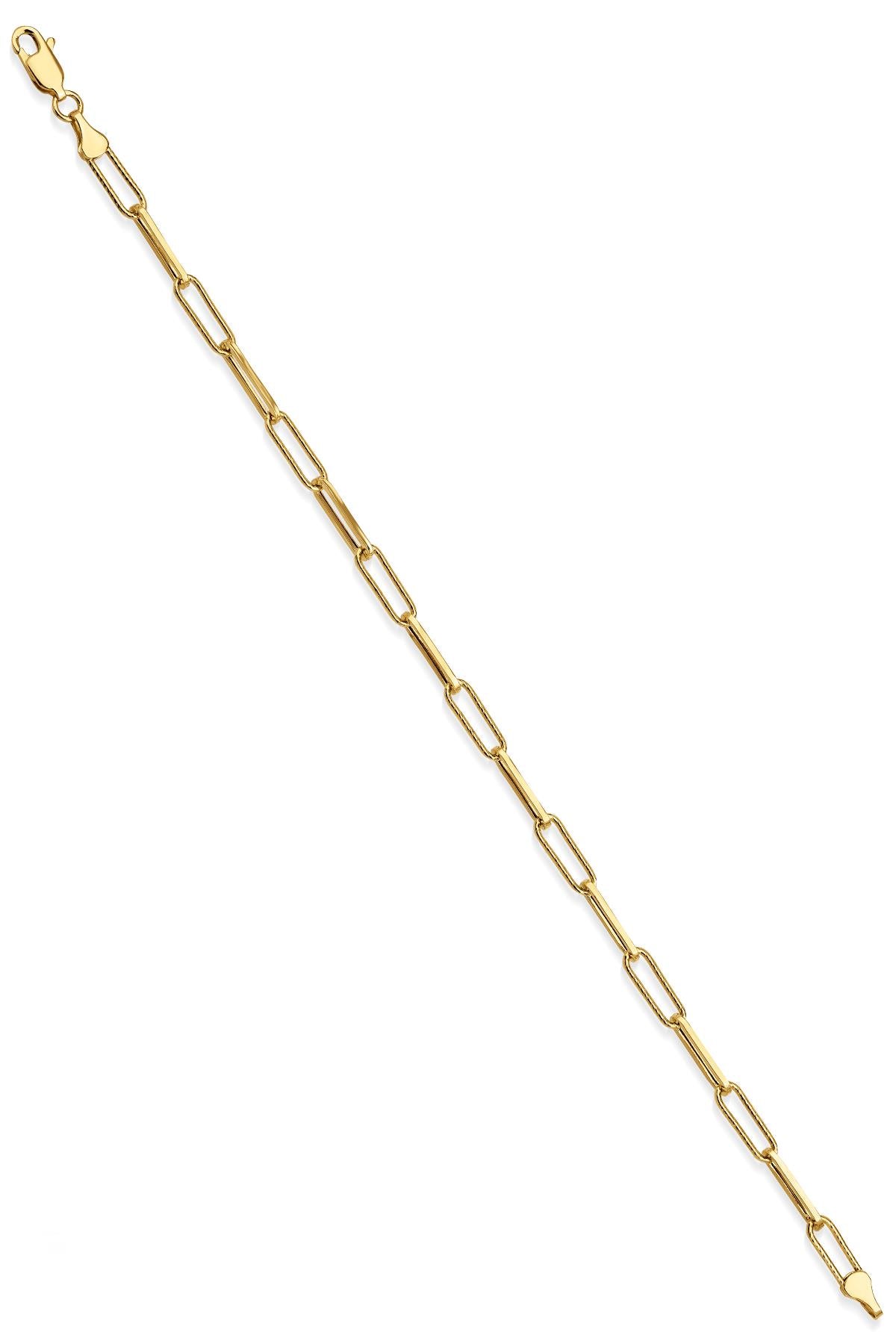 14K Gold Minimalist Paperclip Link Bracelet