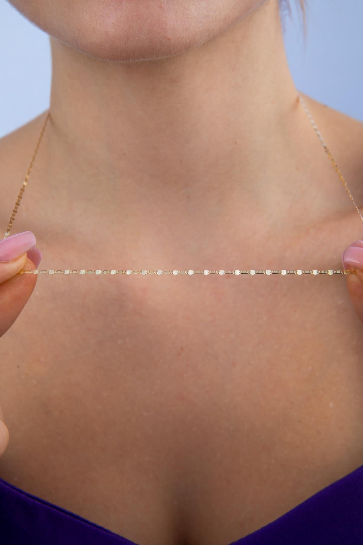 14K Gold Mirror Link Mariner Chain