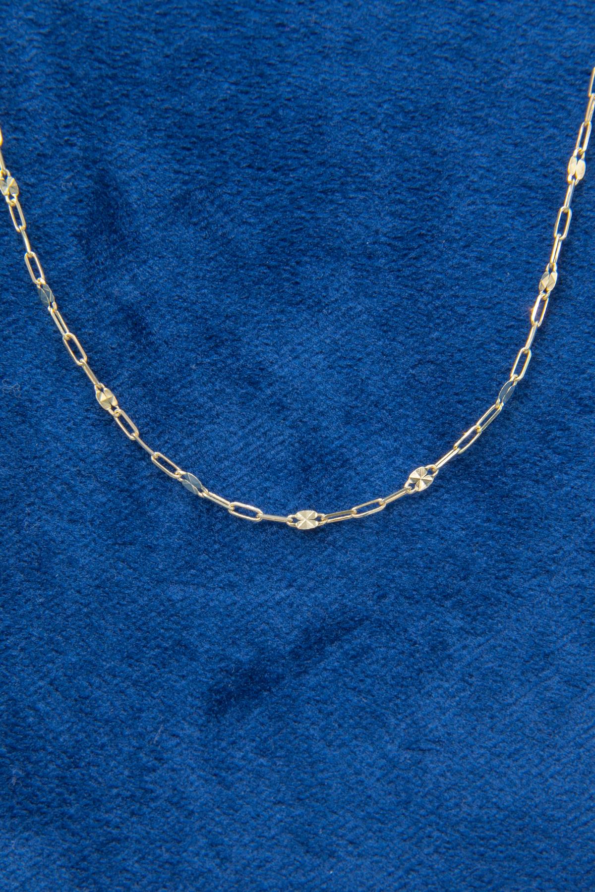 14K Gold Mirror Link Paperclip Chain