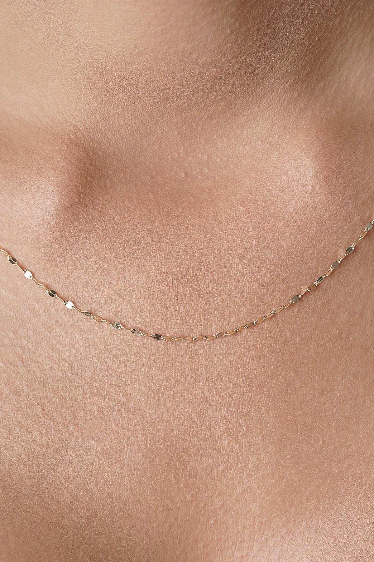 14K Solid Gold Mirror Sparkle Chain Necklace
