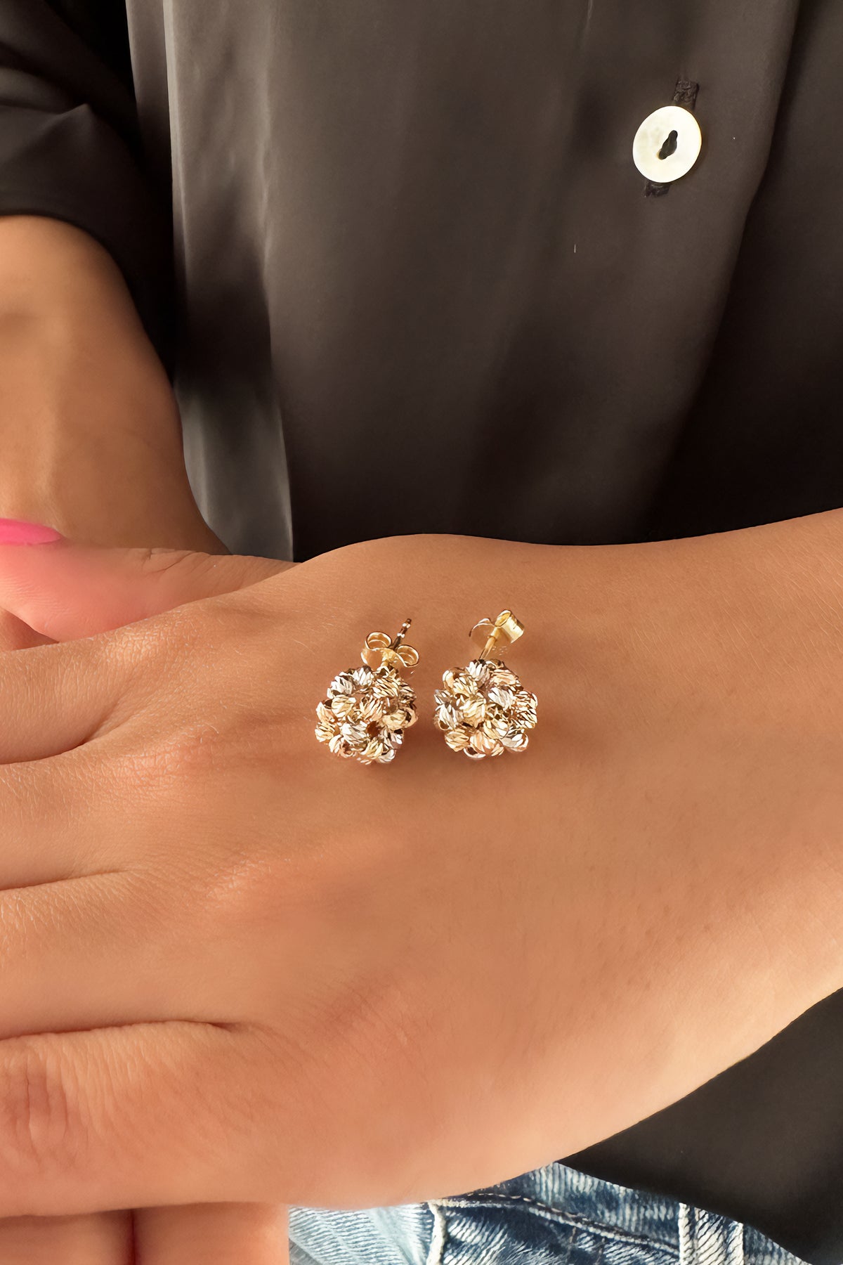 14K Gold Mix Dorica Stud Earrings