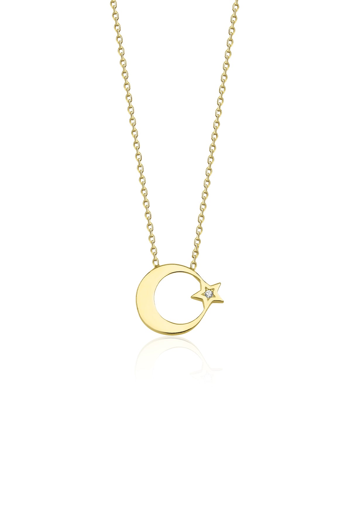 14K Gold Moon Star Necklace