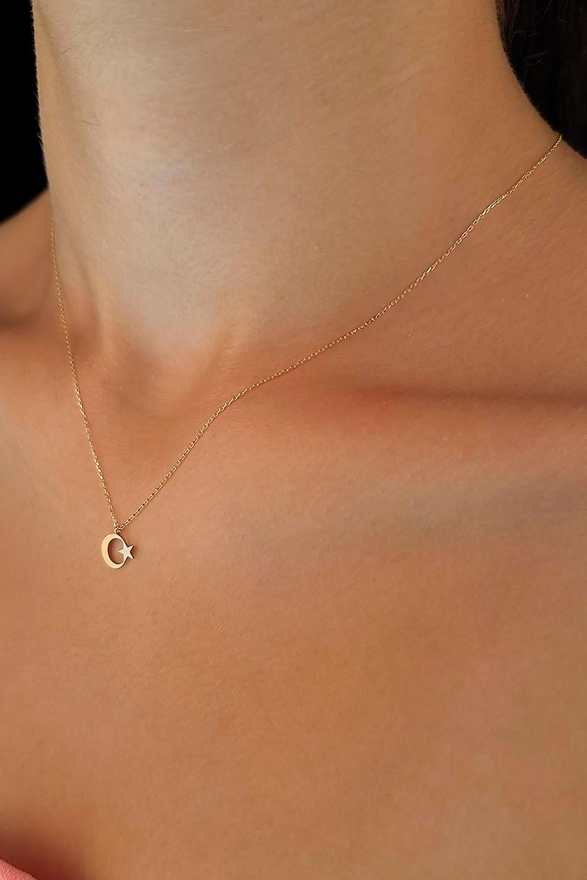 14K Gold MoonStar Necklace