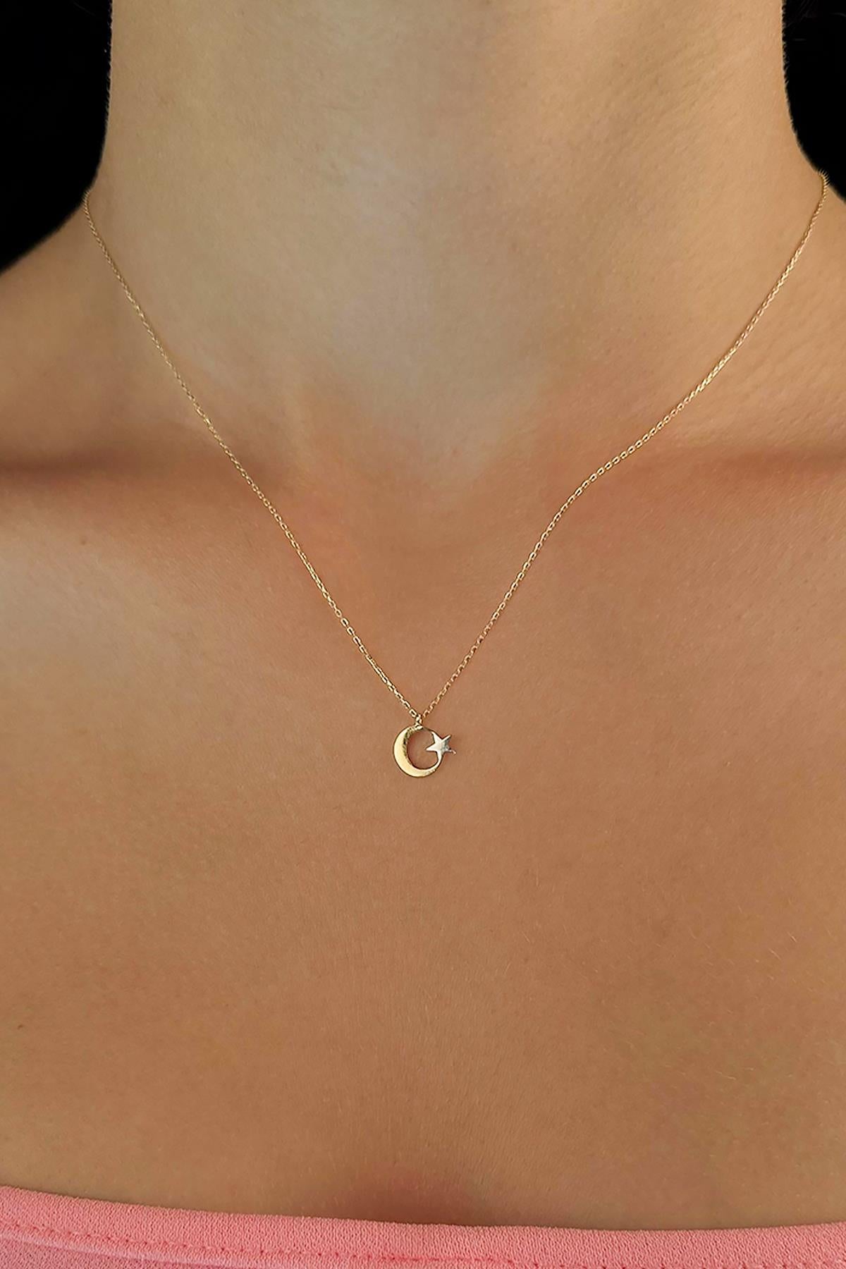 14K Gold MoonStar Necklace