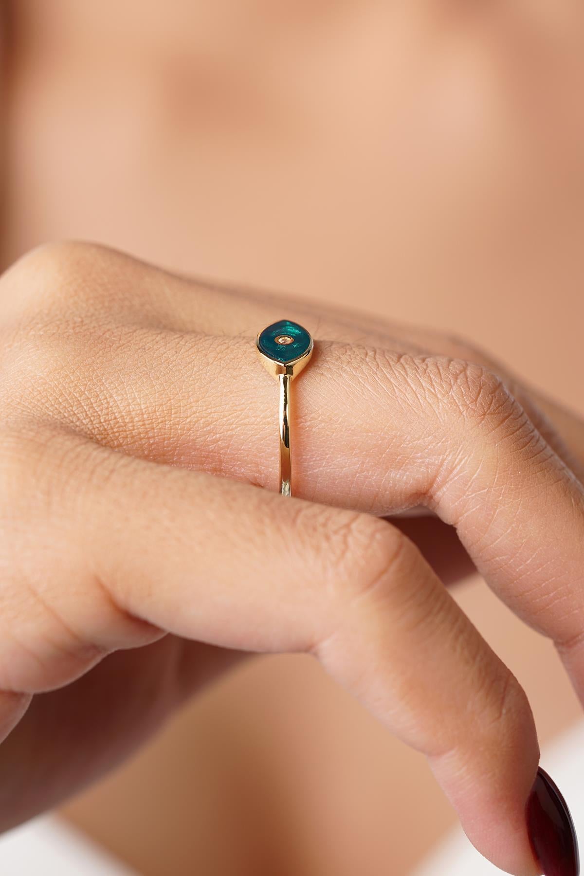 14K Gold Mother of Pearl Statement Ring