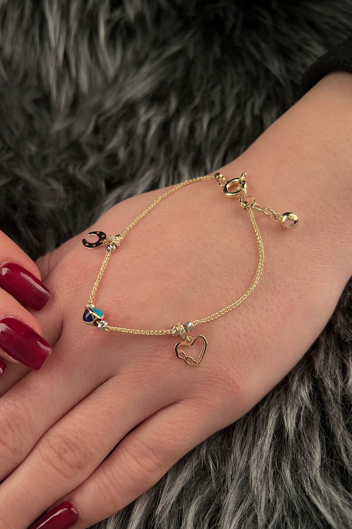 14K Gold Multi-Color Lucky Bracelet