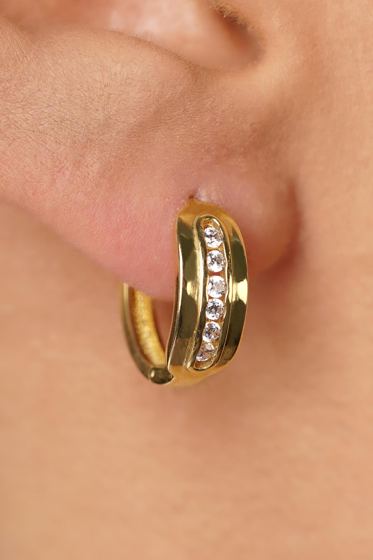 14K Gold Multi-Stone Eternity Hoop Earrings