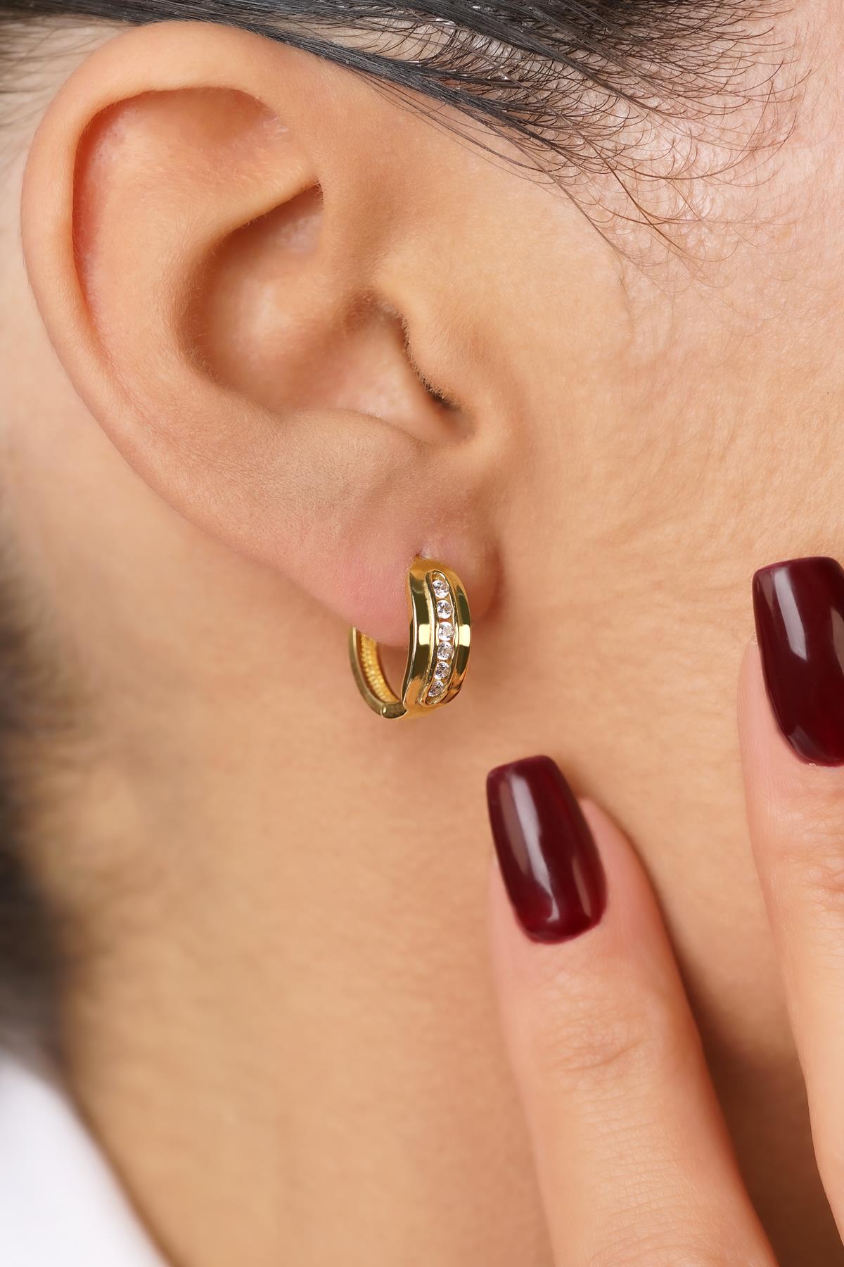 14K Gold Multi-Stone Eternity Hoop Earrings