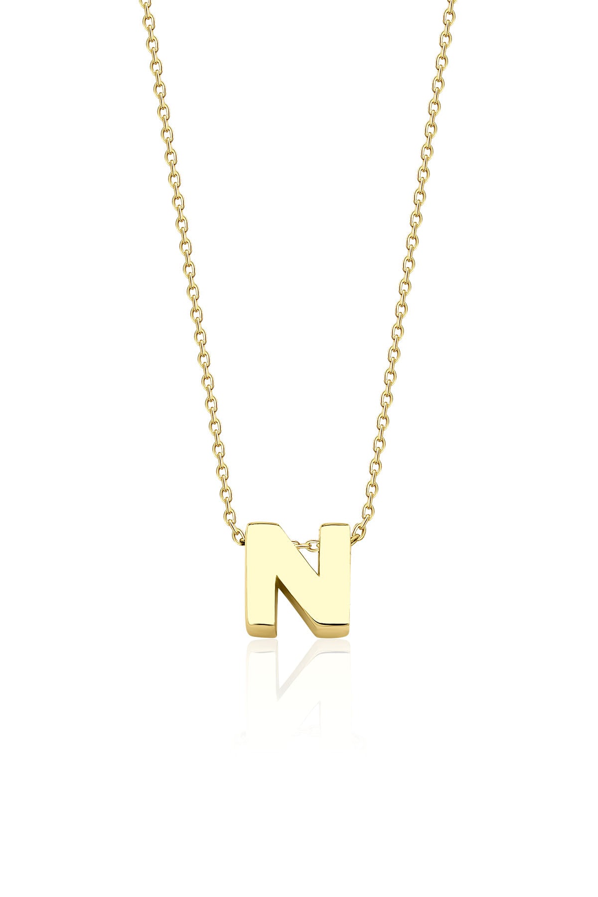 14K Gold N Initial Necklace