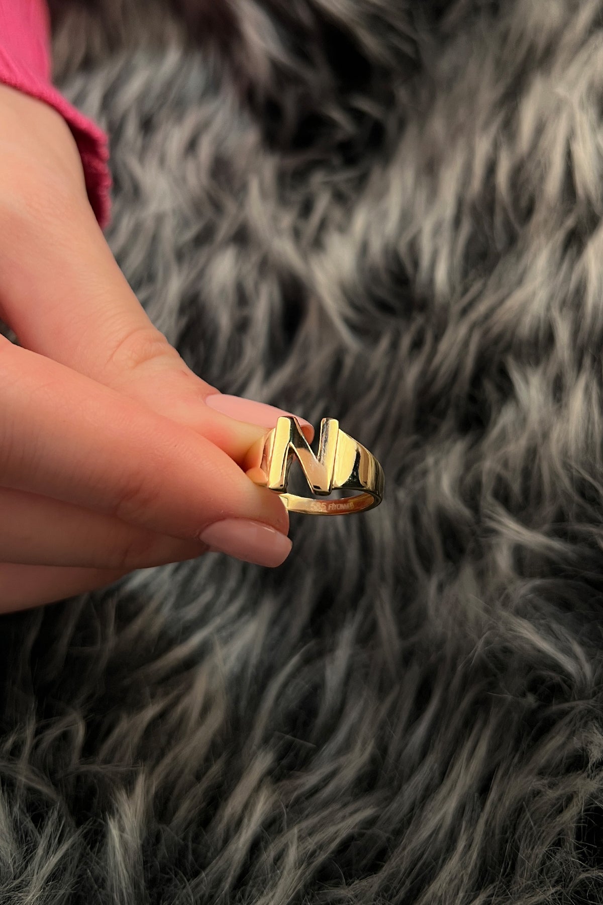 14k Gold N Initial Ring