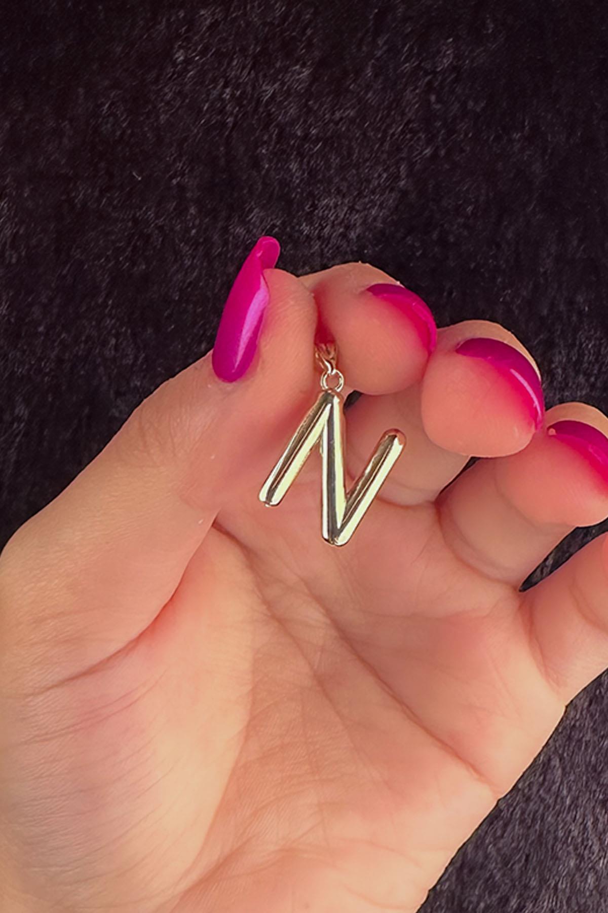 14K Gold N Letter Charm