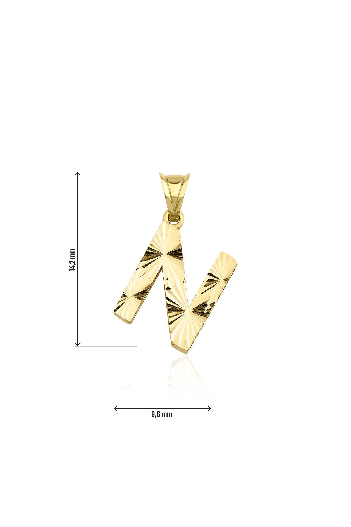 14K Gold N Letter Mini Shine Pendant