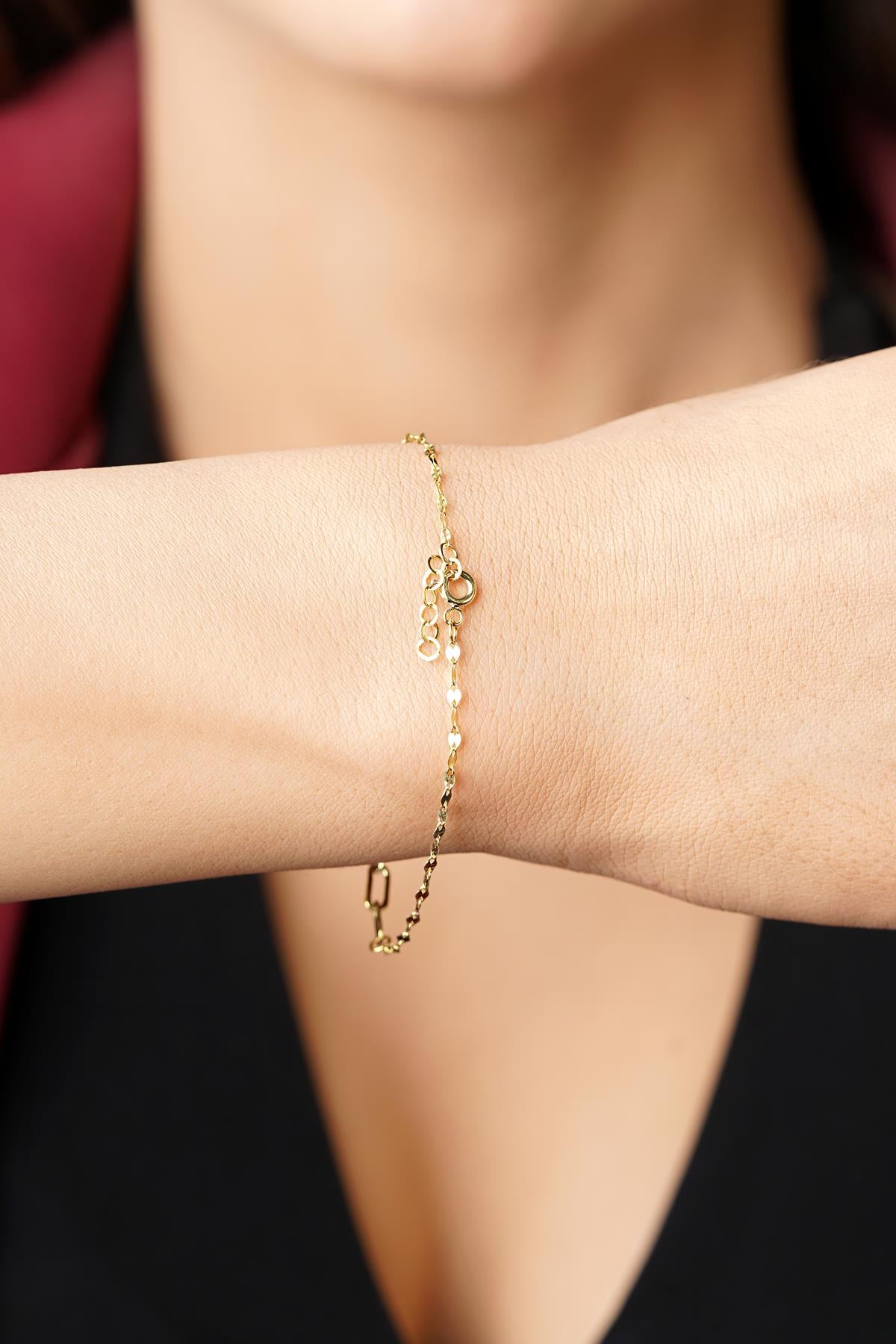 14K Gold North Star Mirror Chain Bracelet