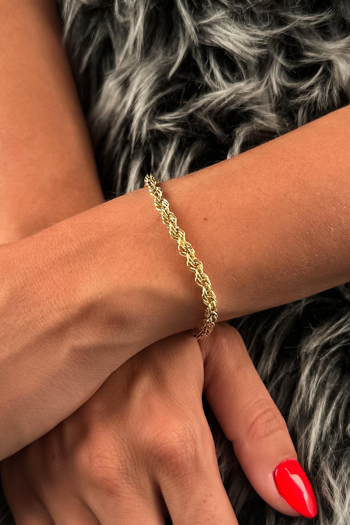 14K Gold Omega Rope Bracelet