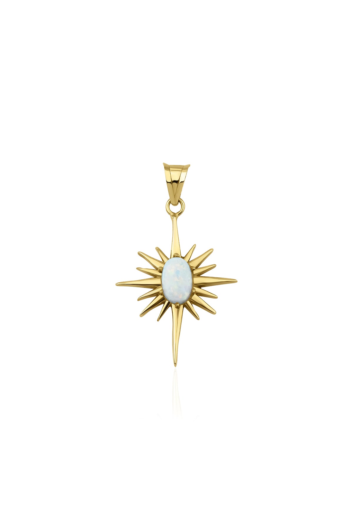14K Gold Opal Stone North Star Charm