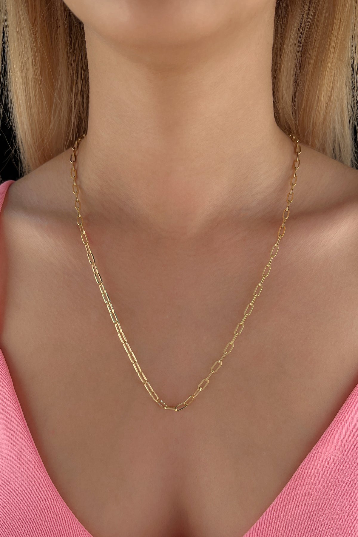 14K Gold Oval Paperclip Chain 0.141 inch
